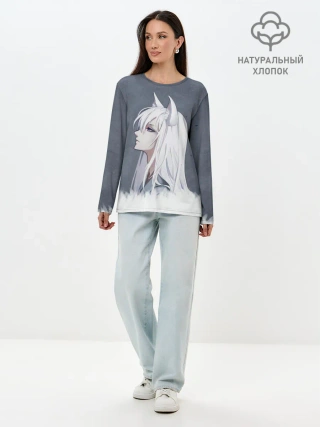 Лонгслив женский. Хлопок / Демон-лис Томоэ