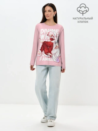 Лонгслив женский. Хлопок / Divine white snake