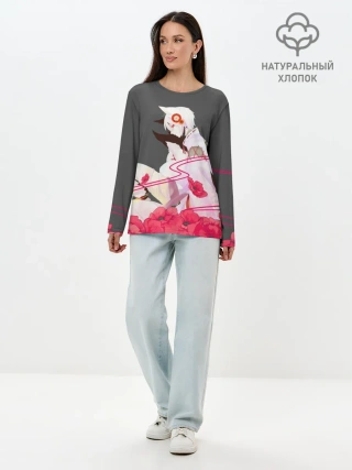 Лонгслив женский. Хлопок / Flower Tomoe