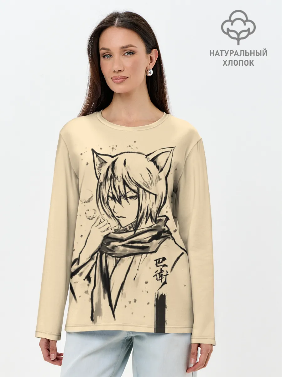 Лонгслив женский. Хлопок / Kitsune Tomoe