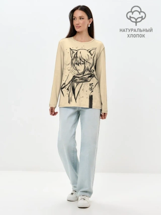 Лонгслив женский. Хлопок / Kitsune Tomoe