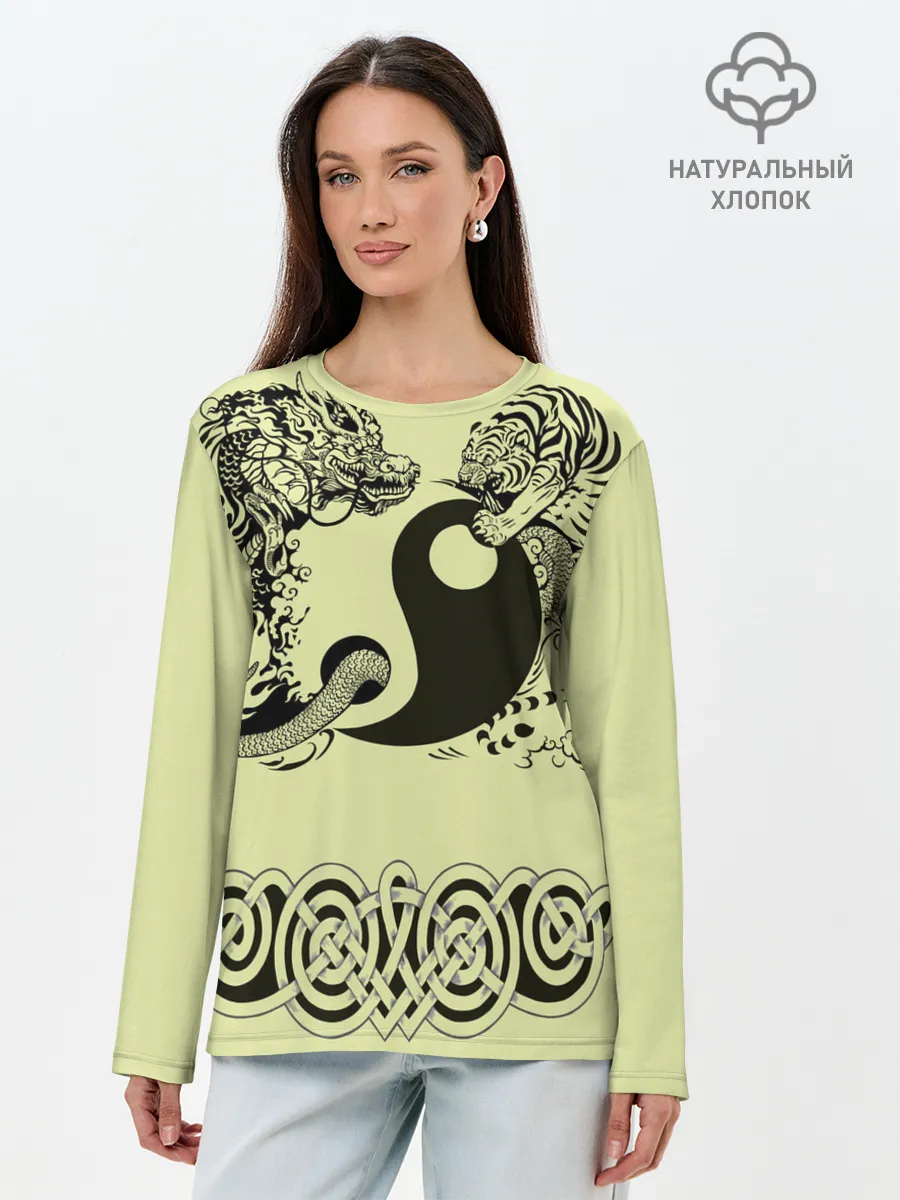 Лонгслив женский. Хлопок / кельтский узор
