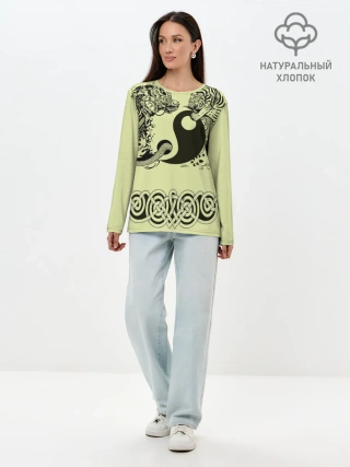 Лонгслив женский. Хлопок / кельтский узор