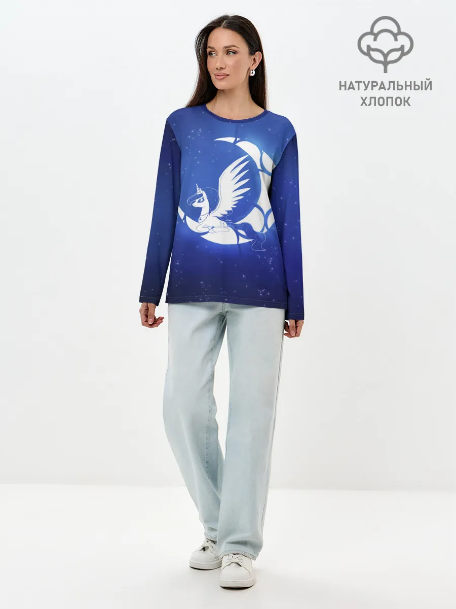 Лонгслив женский. Хлопок / Лунная пони