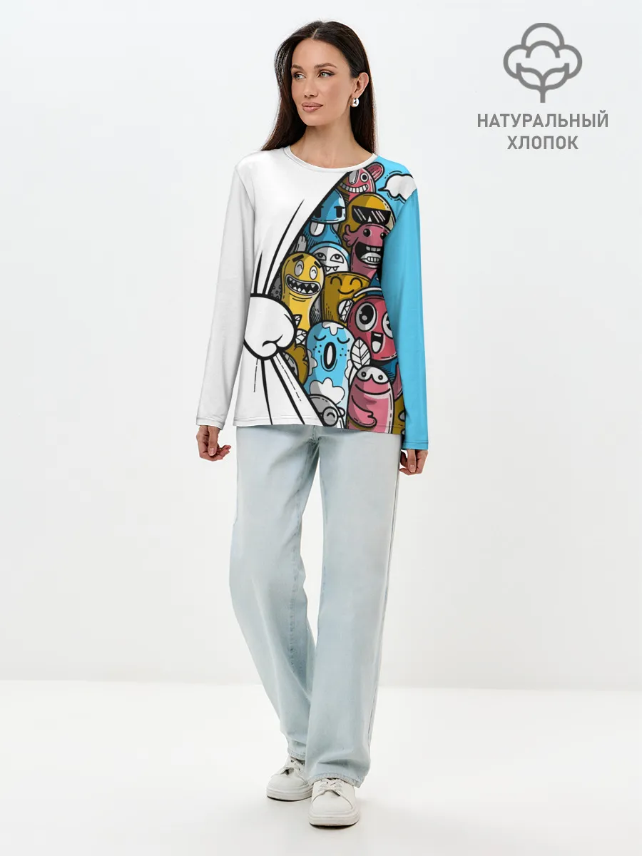 Лонгслив женский. Хлопок / Монстрики