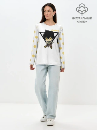 Лонгслив женский. Хлопок / Юно с книгой Черный Клевер