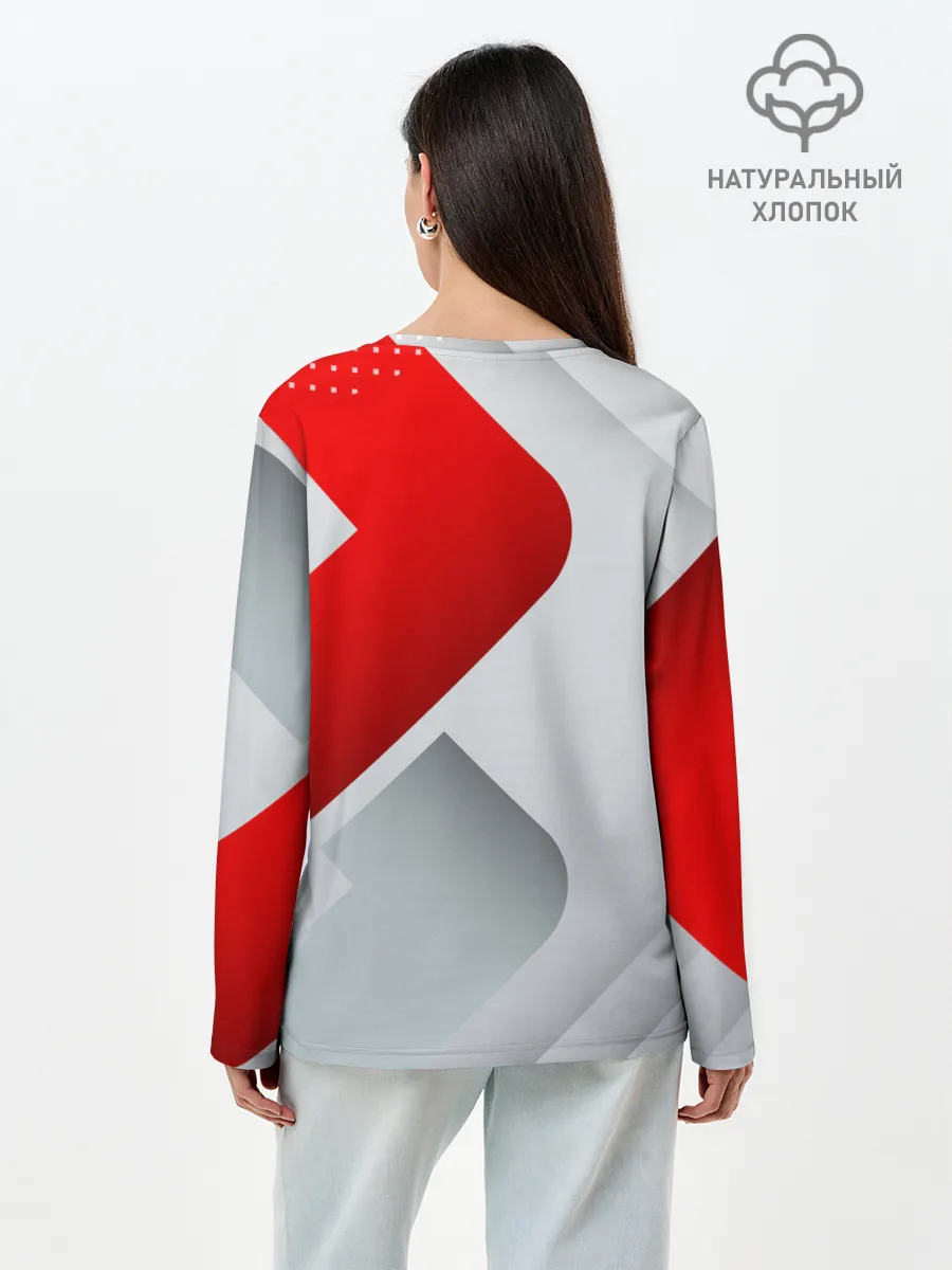 Лонгслив женский. Хлопок / 3D SPORT STYLE RED / WHITE