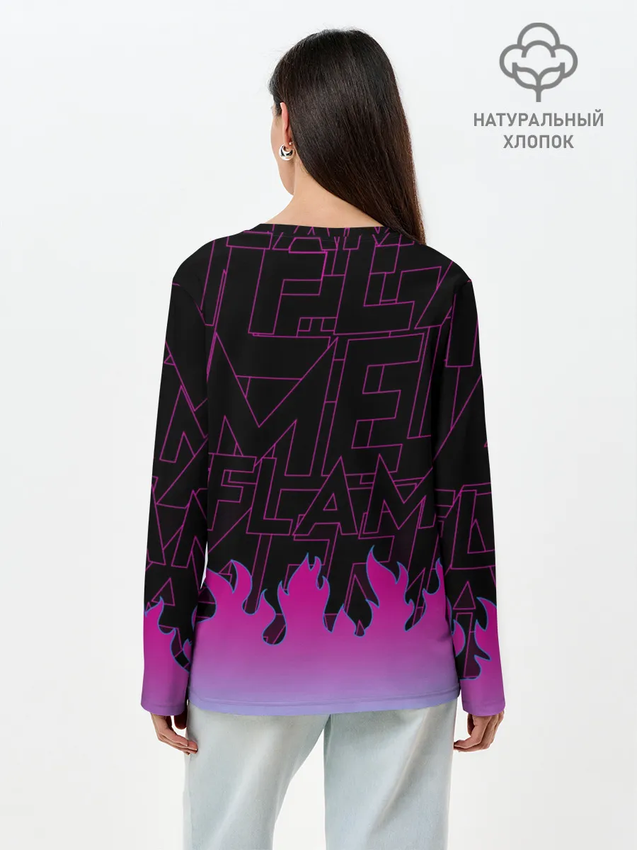 Лонгслив женский. Хлопок / РОЗОВОЕ ПЛАМЯ | PINK FLAME