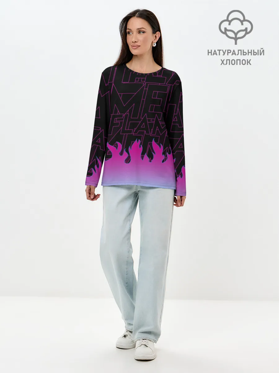 Лонгслив женский. Хлопок / РОЗОВОЕ ПЛАМЯ | PINK FLAME