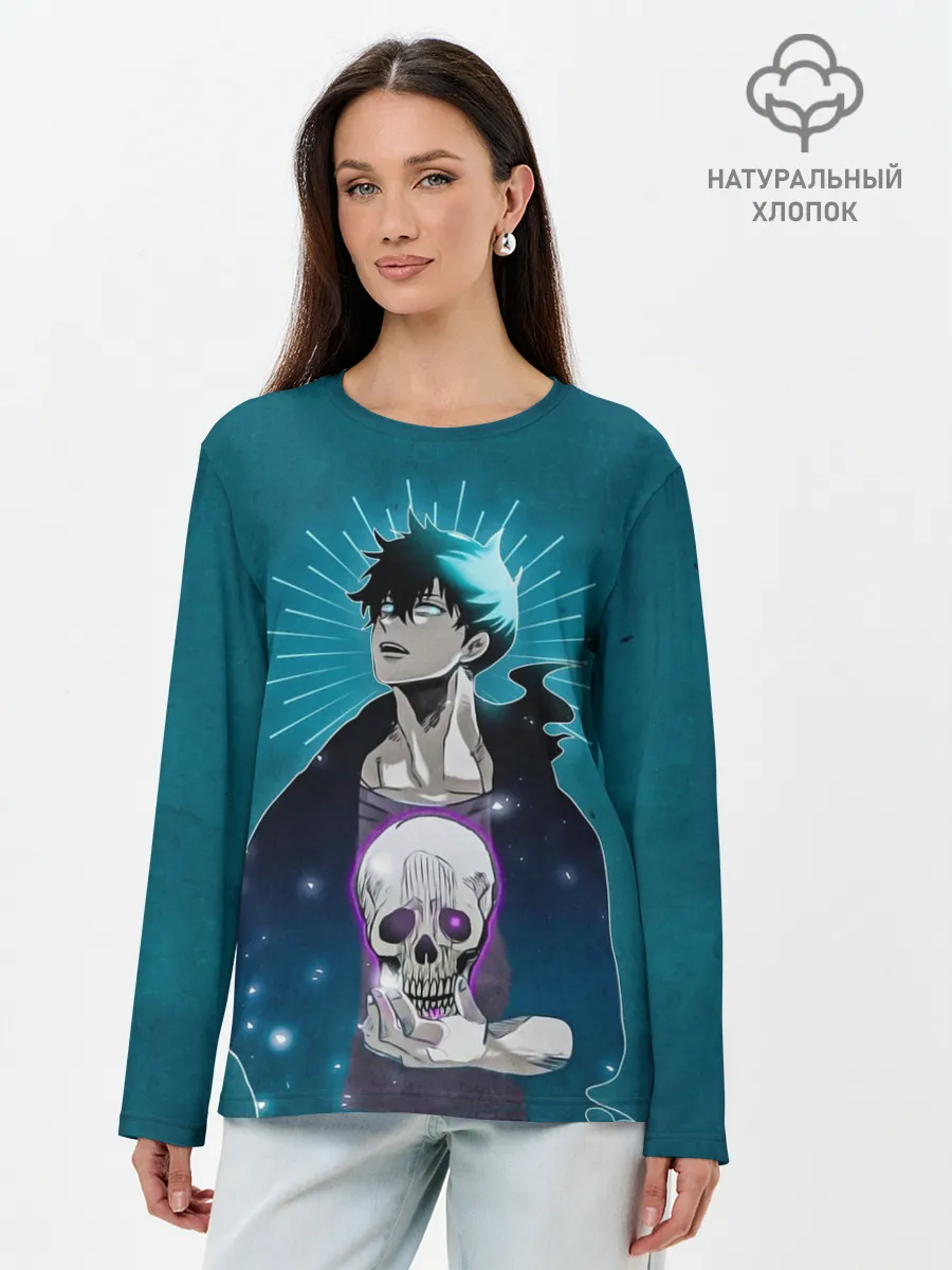 Лонгслив женский. Хлопок / Jin-Woo and skull