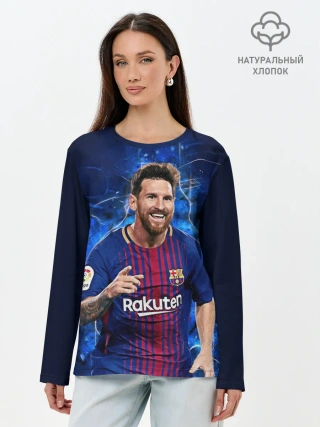 Лонгслив женский. Хлопок / Лионель Месси | Барселона | 10