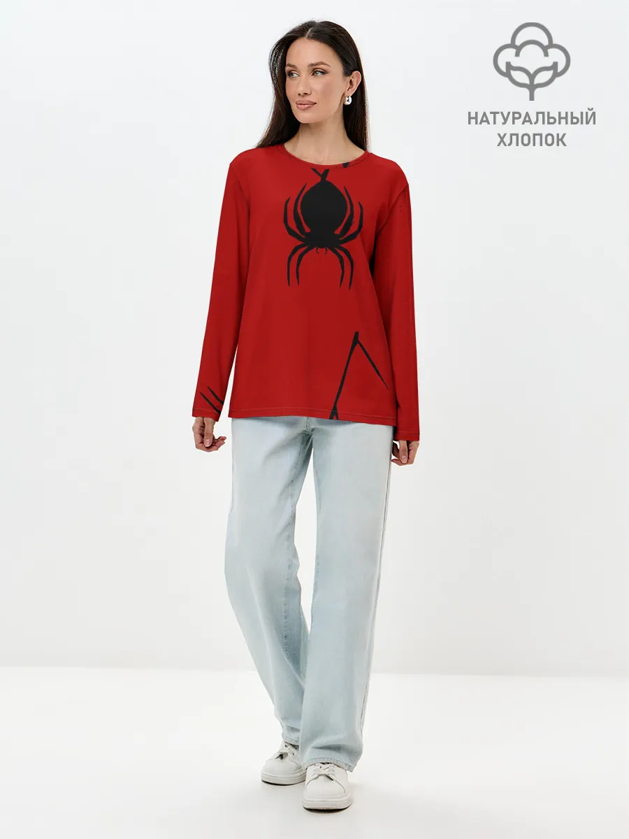 Лонгслив женский. Хлопок / Паук 3D