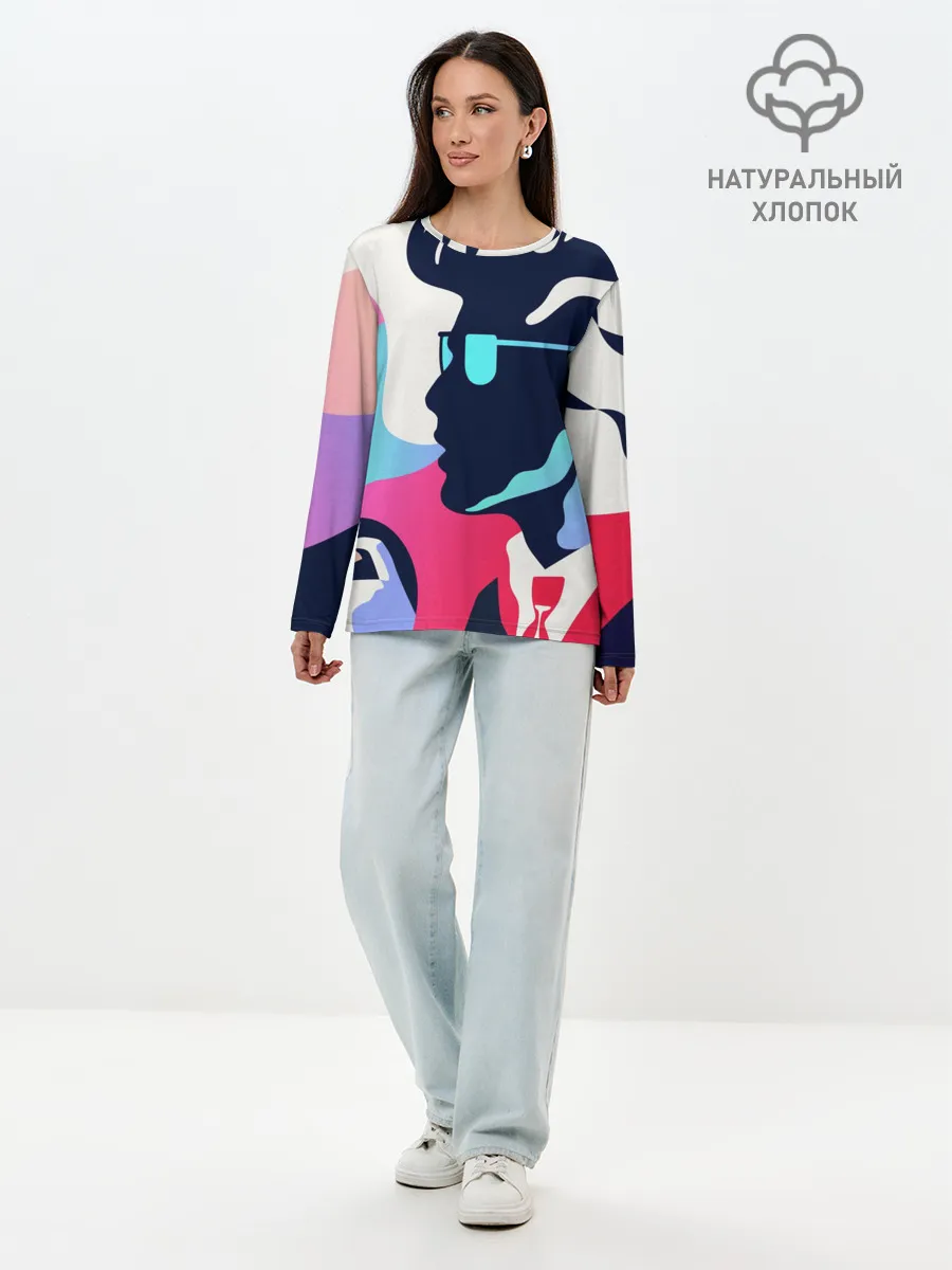 Лонгслив женский. Хлопок / Персонаж