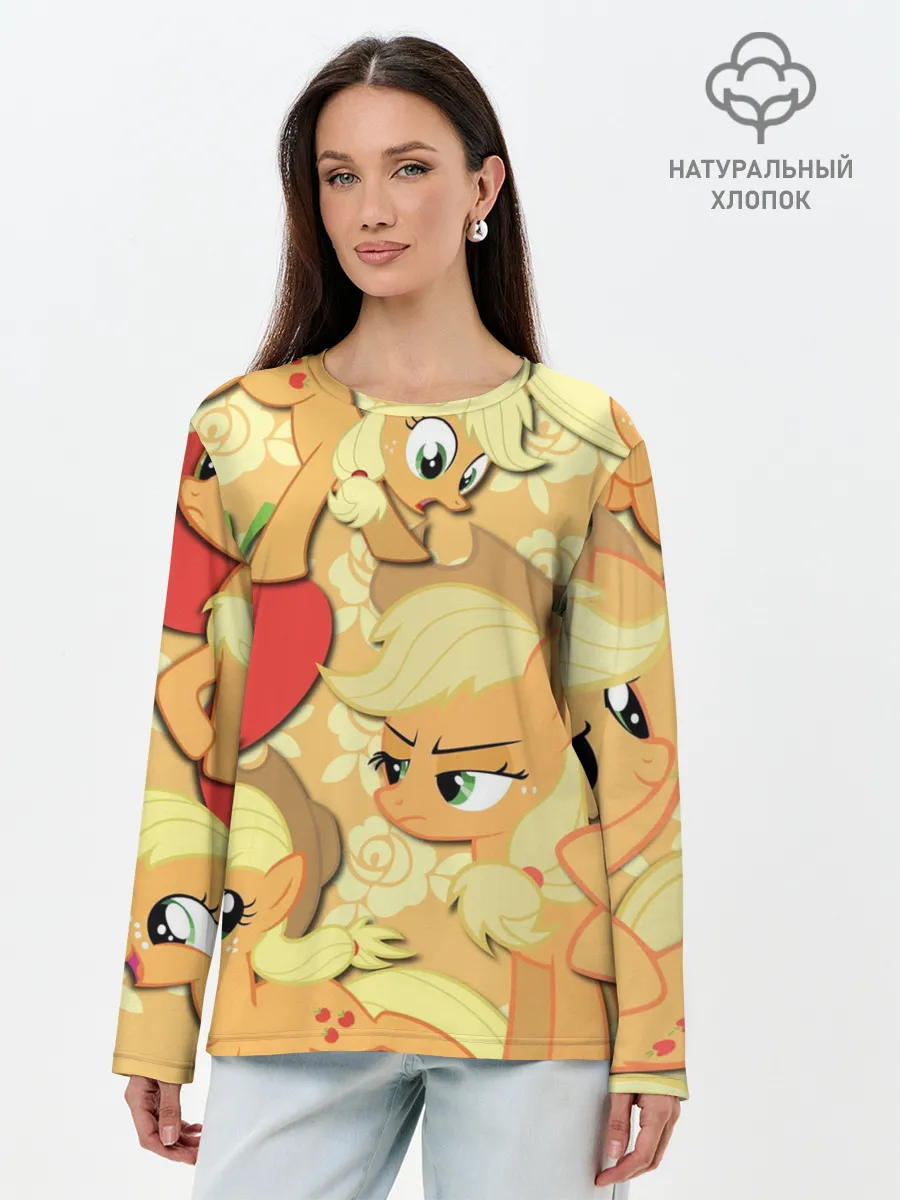 Лонгслив женский. Хлопок / Applejack pattern