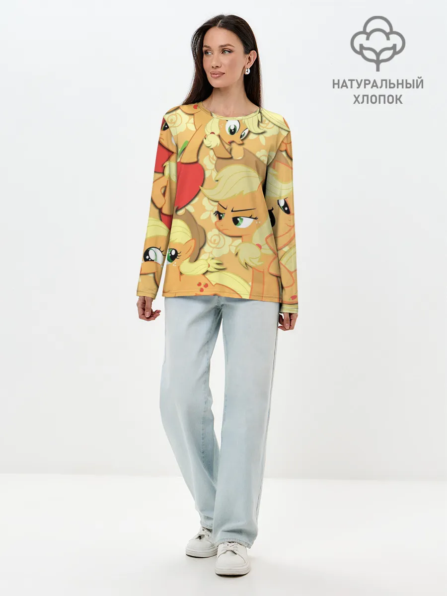 Лонгслив женский. Хлопок / Applejack pattern