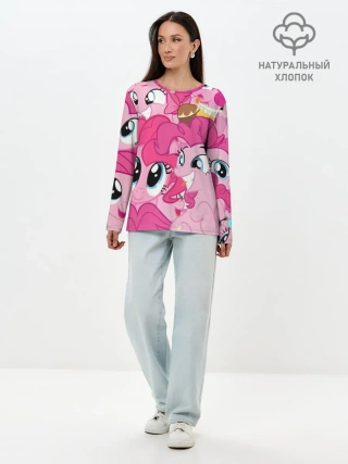 Лонгслив женский. Хлопок / Pinkie Pie pattern