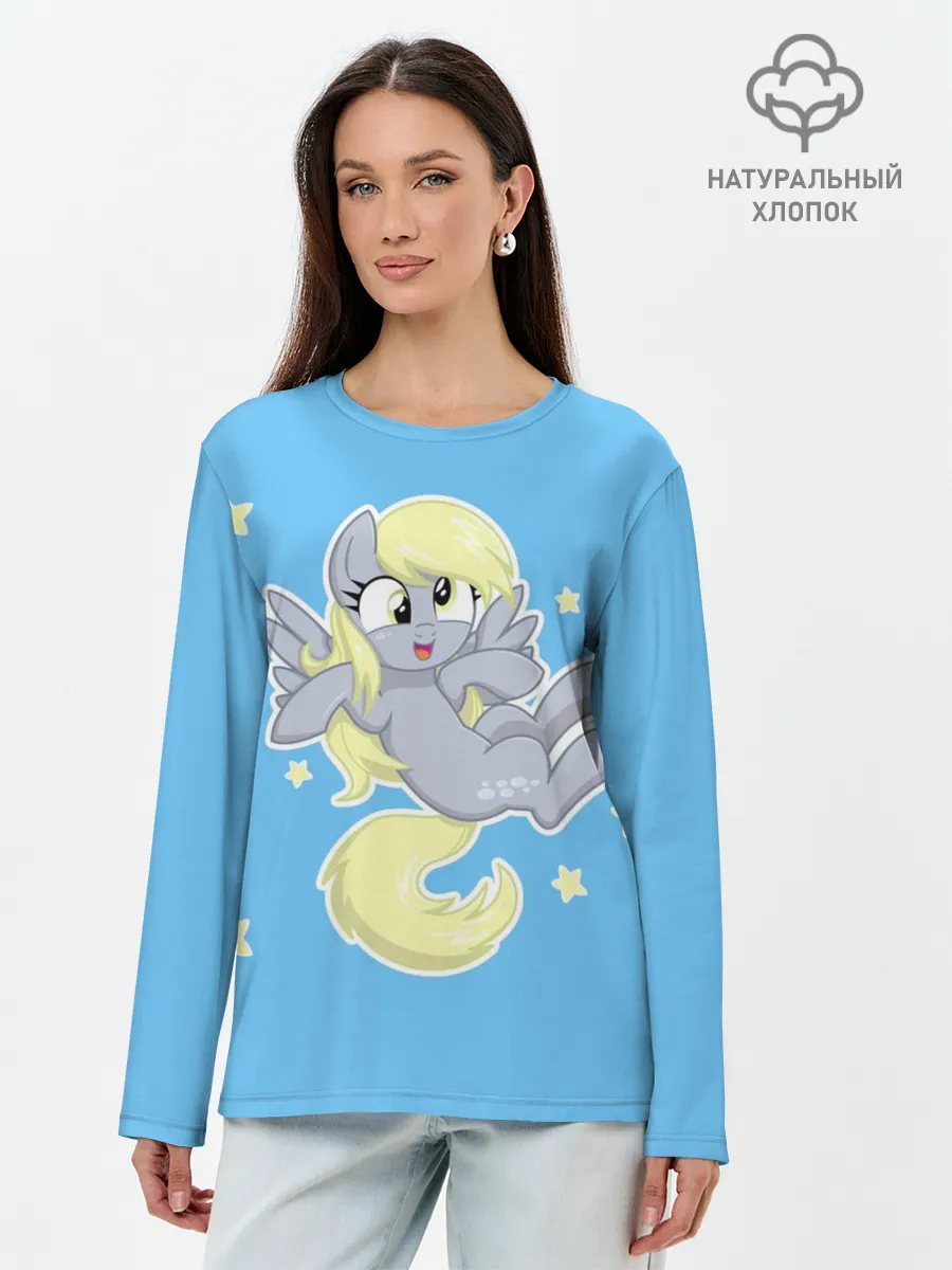 Лонгслив женский. Хлопок / Пони в звёздном небе