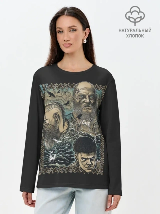 Лонгслив женский. Хлопок / Фреска Викинги
