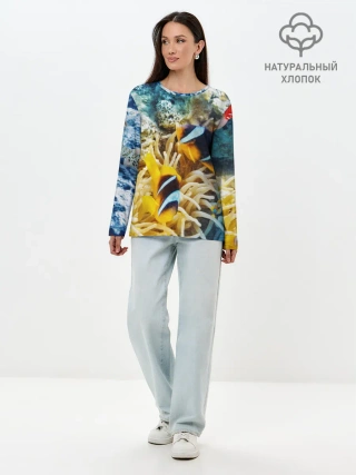 Лонгслив женский. Хлопок / Морской мир