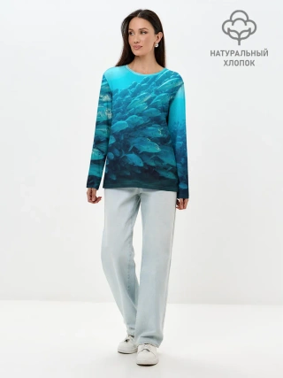 Лонгслив женский. Хлопок / Морской мир