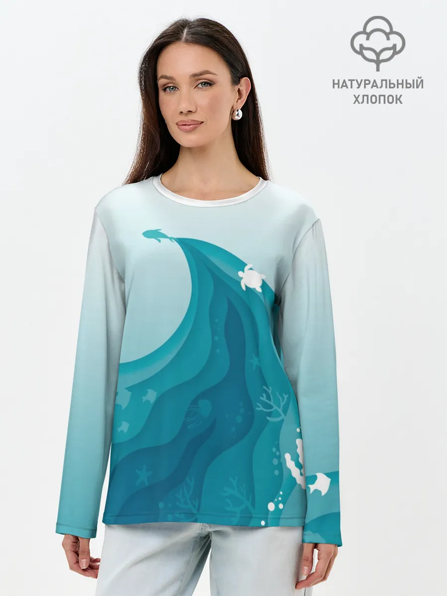 Лонгслив женский. Хлопок / Морские жители
