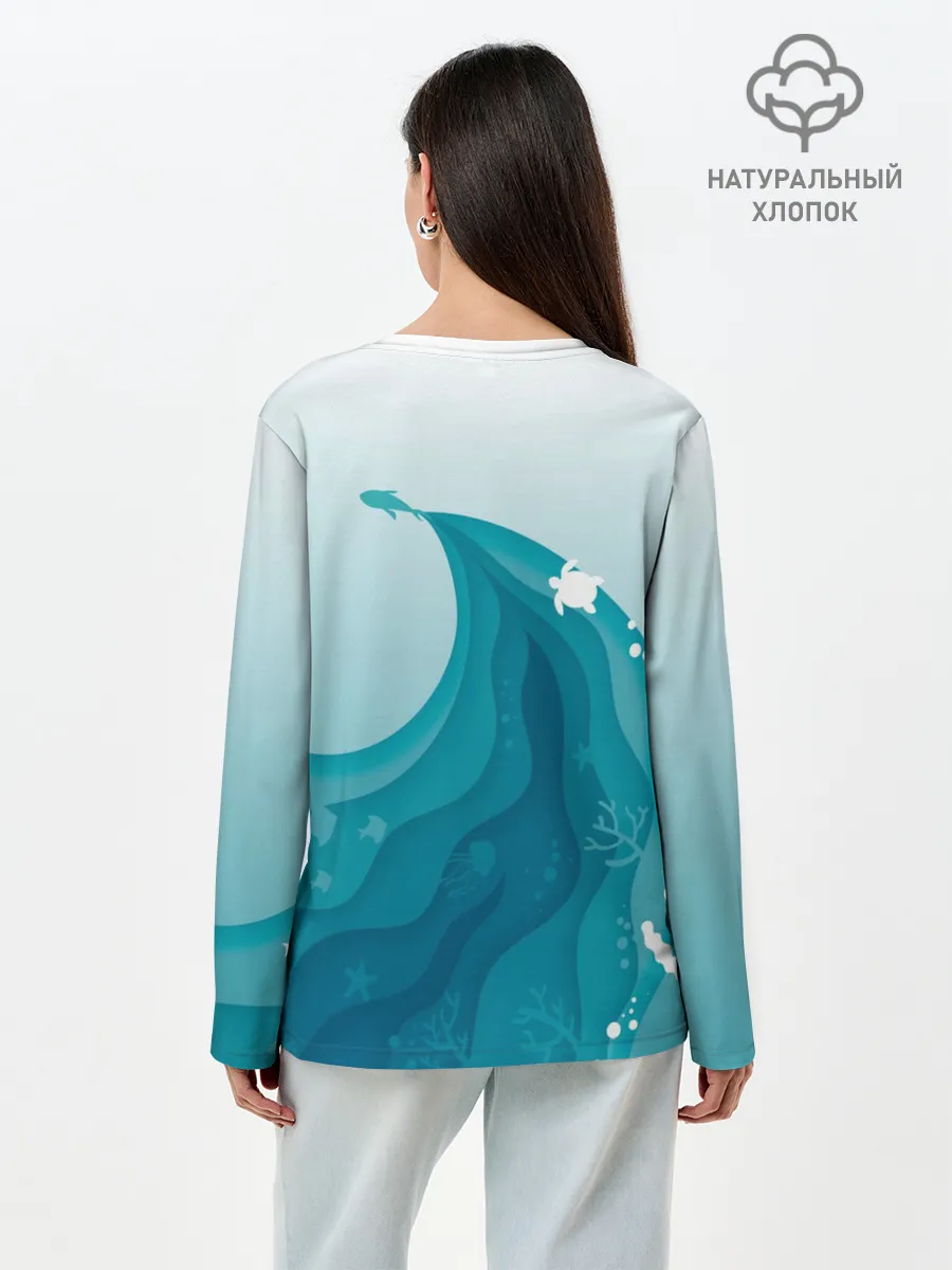 Лонгслив женский. Хлопок / Морские жители