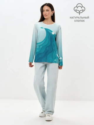 Лонгслив женский. Хлопок / Морские жители