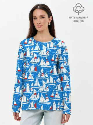 Лонгслив женский. Хлопок / Яхты
