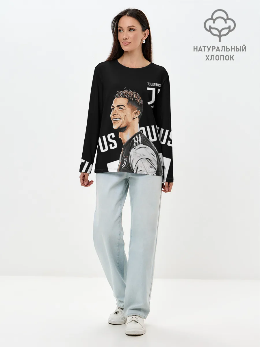 Лонгслив женский. Хлопок / КРИШТИАНУ РОНАЛДУ / JUVENTUS