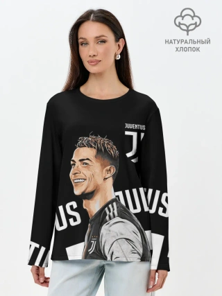 Лонгслив женский. Хлопок / КРИШТИАНУ РОНАЛДУ / JUVENTUS