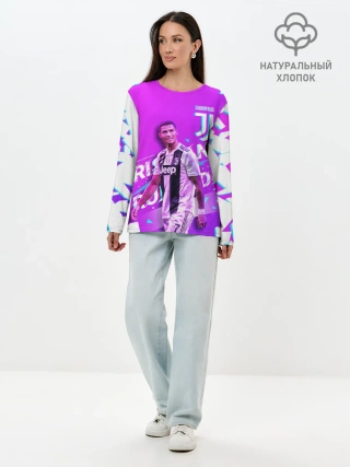 Лонгслив женский. Хлопок / КРИШТИАНУ РОНАЛДУ / НЕОН