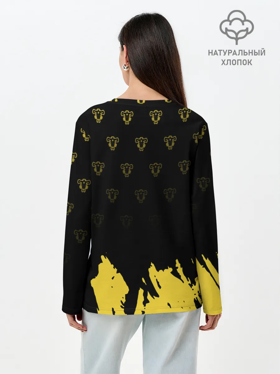 Лонгслив женский. Хлопок / Аста в маске демона | Чёрный Клевер