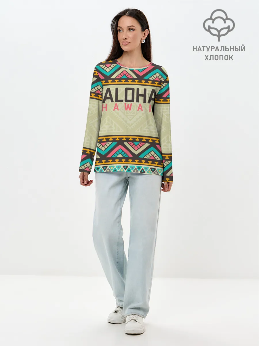 Лонгслив женский. Хлопок / АЛОХА ГАВАЙИ, ALOHA, SUMMER