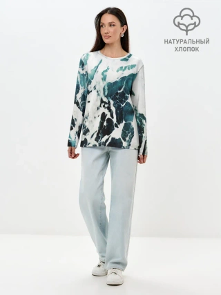Лонгслив женский. Хлопок / море