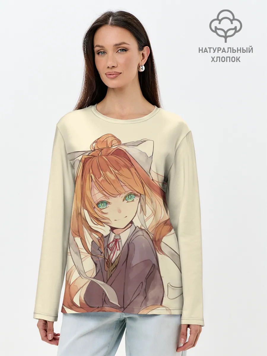 Лонгслив женский. Хлопок / Нарисованная Моника