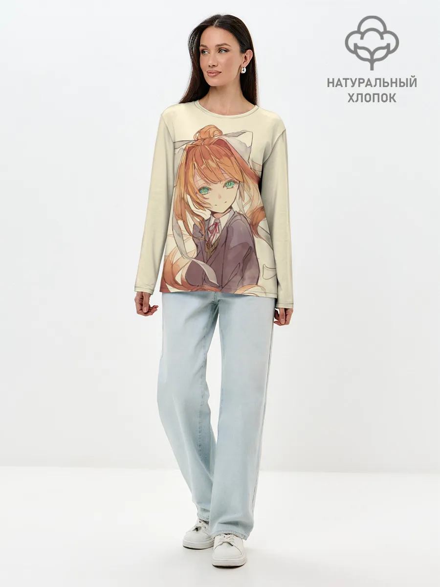 Лонгслив женский. Хлопок / Нарисованная Моника