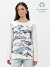 Лонгслив женский. Хлопок / киты