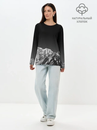 Лонгслив женский. Хлопок / ГОРЫ В МОЕМ СЕРДЦЕ | КАМУФЛЯЖ