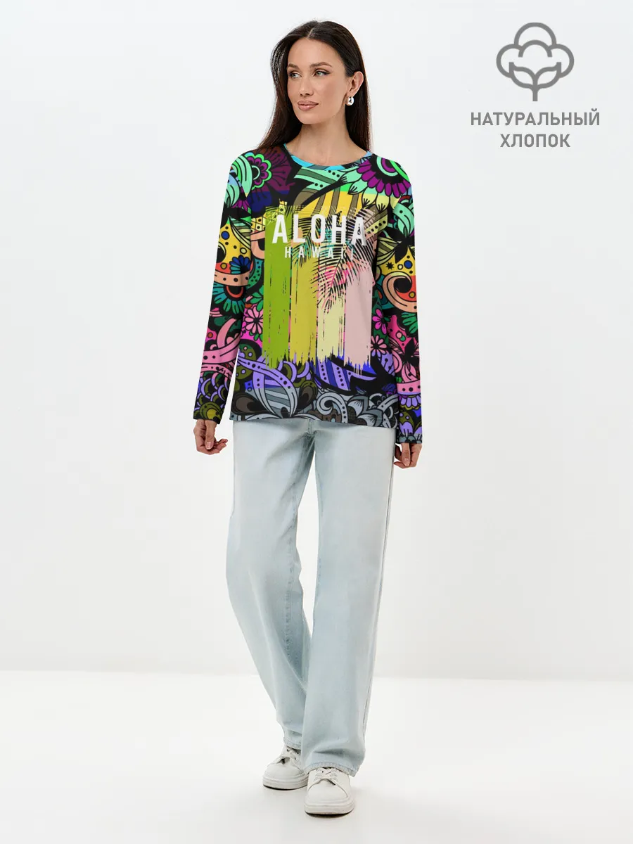 Лонгслив женский. Хлопок / АЛОХА ГАВАЙИ | ALOHA HAWAII