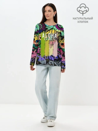 Лонгслив женский. Хлопок / АЛОХА ГАВАЙИ | ALOHA HAWAII