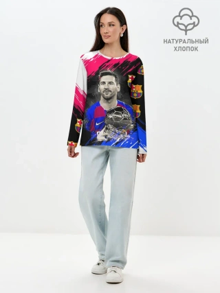 Лонгслив женский. Хлопок / ЛИОНЕЛЬ МЕССИ / БАРСЕЛОНА