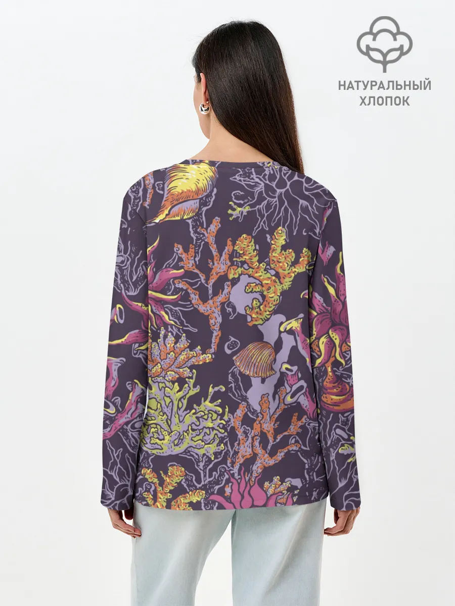 Лонгслив женский. Хлопок / Кораллы