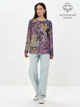 Лонгслив женский. Хлопок / Кораллы