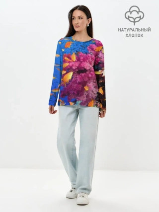 Лонгслив женский. Хлопок / Коралловые рыбки