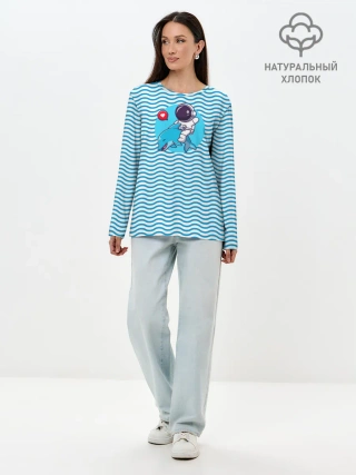 Лонгслив женский. Хлопок / Любовь, море, космос