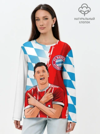 Лонгслив женский. Хлопок / РОБЕРТ ЛЕВАНДОВСКИ / БАВАРИЯ