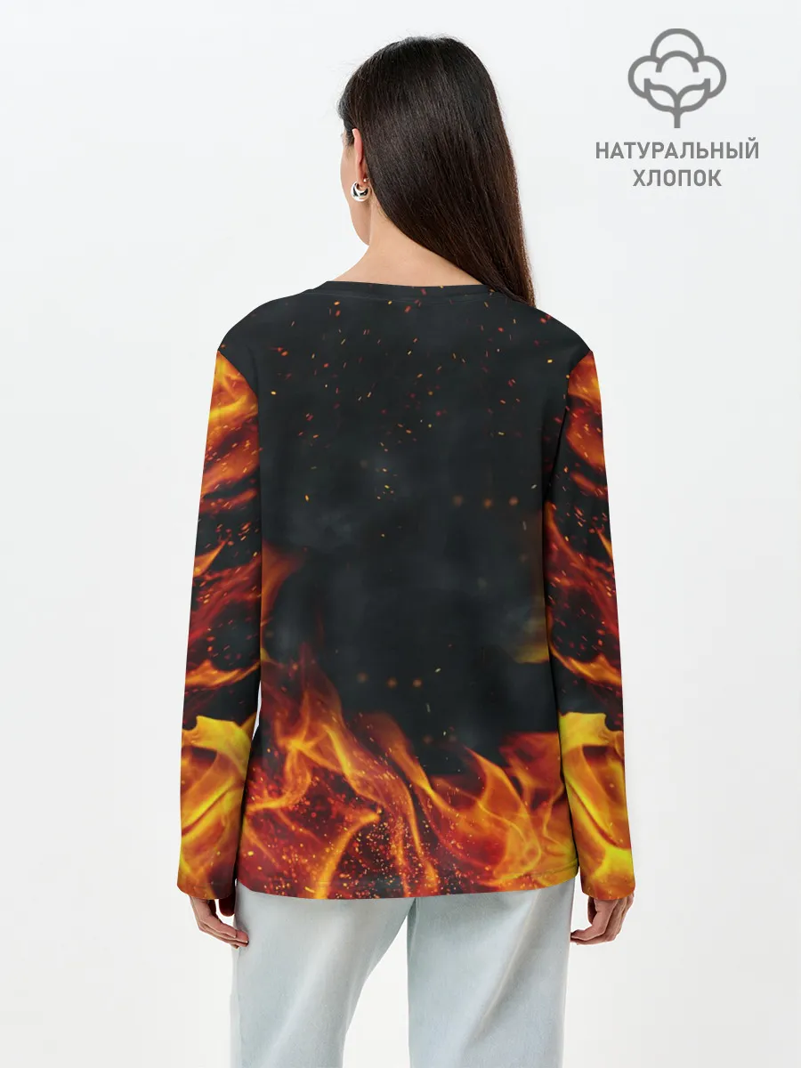 Лонгслив женский. Хлопок / РОБЕРТ ЛЕВАНДОВСКИ / ОГОНЬ