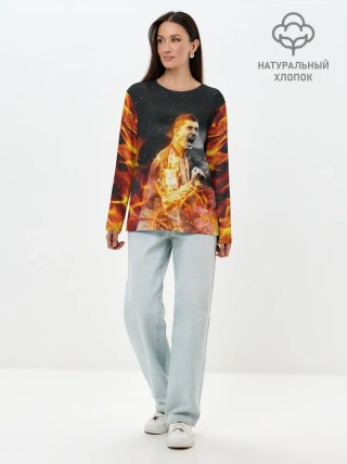 Лонгслив женский. Хлопок / РОБЕРТ ЛЕВАНДОВСКИ / ОГОНЬ