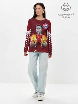 Лонгслив женский. Хлопок / РОБЕРТ ЛЕВАНДОВСКИ / БАВАРИЯ