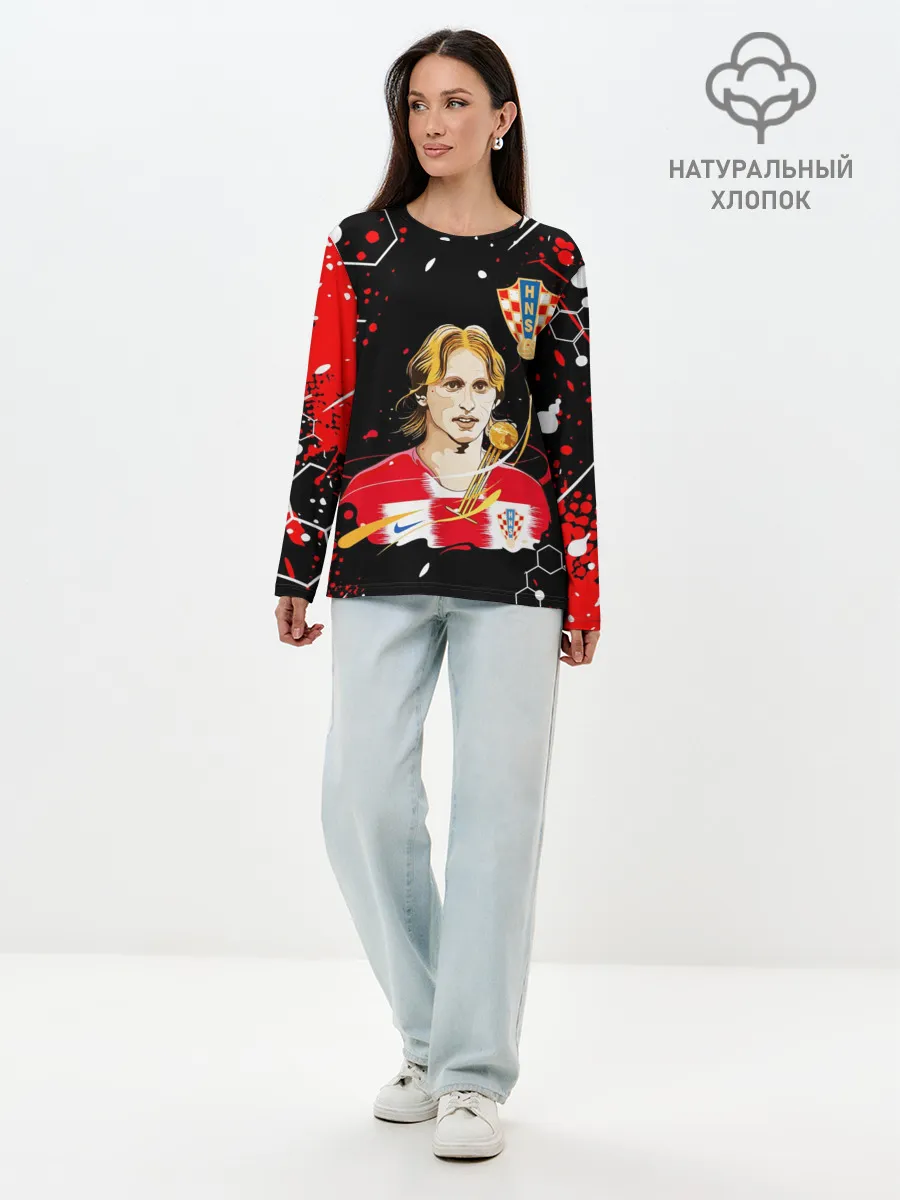 Лонгслив женский. Хлопок / ЛУКА МОДРИЧ / LUKA MODRIC